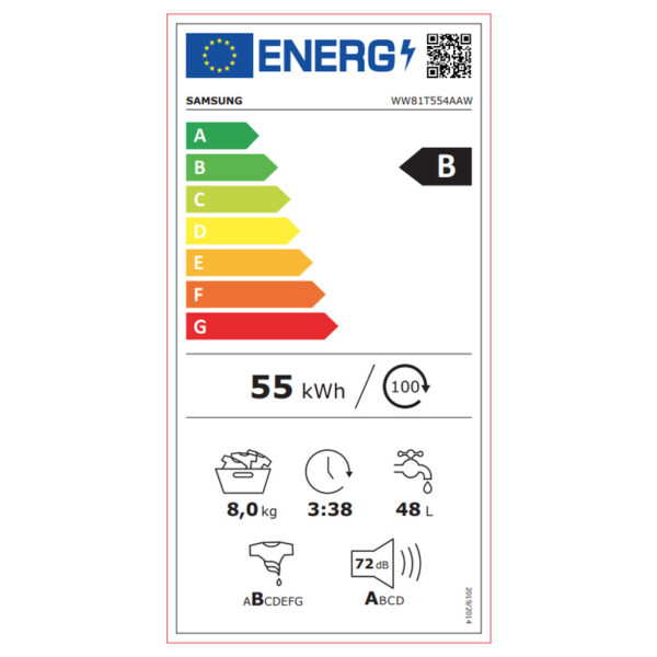 Πλυντήριο Ρούχων Samsung WW81T554AAW [Foam&Steam/8kg/1400rpm]