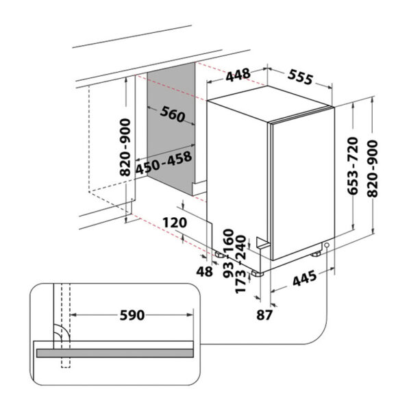 Εντοιχιζόμενο Πλυντήριο Πιάτων Whirlpool WSIC 3M27 C [◎10/Π45cm]