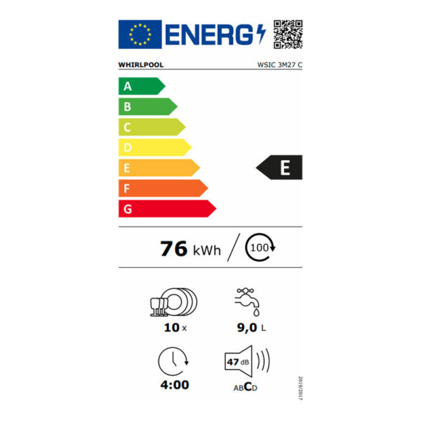 Εντοιχιζόμενο Πλυντήριο Πιάτων Whirlpool WSIC 3M27 C [◎10/Π45cm]