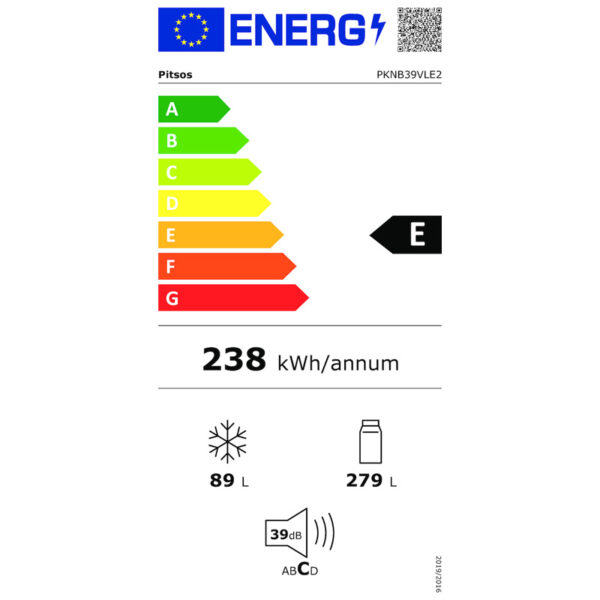 Ψυγειοκαταψύκτης Pitsos PKNB39VLE2 Inox [NoFrost/368L/Υ203×Π60cm]