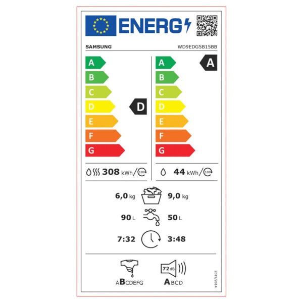 Πλυντήριο - Στεγνωτήριο Samsung WD9EDG5B15BB [Foam&Steam/9~6kg/1400rpm]