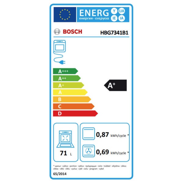 Εντοιχιζόμενος Φούρνος 71L Bosch HBG7341B1 Μαύρος με Υδρόλυση