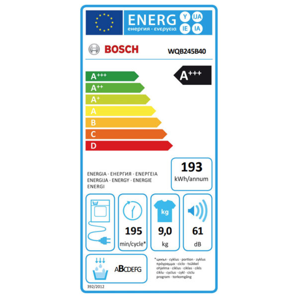 Στεγνωτήριο Bosch WQB245B40 με Αντλία Θερμότητας [WiFi/9kg/A+++]