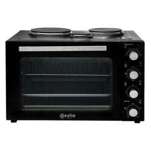 Ηλεκτρικό Φουρνάκι 48L Estia Compact Cooker Μαύρο με Εμαγιέ Εστίες & Αέρα