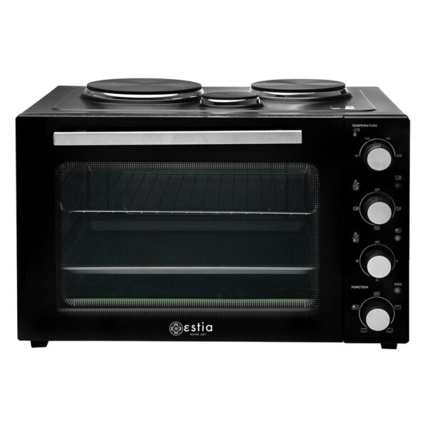 Ηλεκτρικό Φουρνάκι 48L Estia Compact Cooker Μαύρο με Εμαγιέ Εστίες & Αέρα