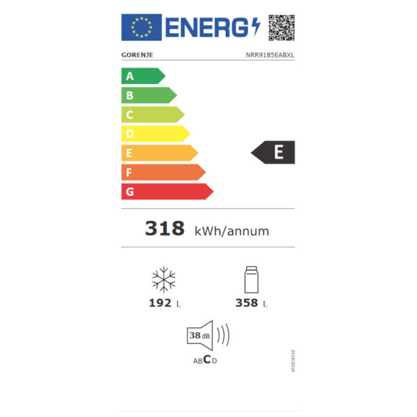 Ψυγείο Ντουλάπα Gorenje NRR9185EABXL Μαύρο [NoFrost/550L/Υ179×Π92cm]