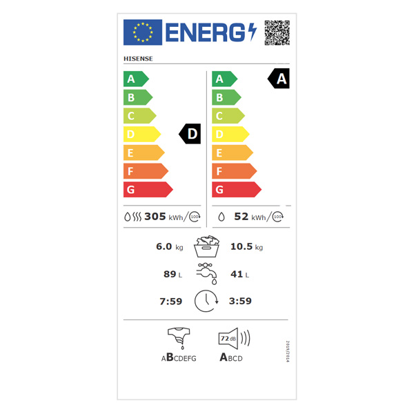 Πλυντήριο - Στεγνωτήριο Hisense WD5S1045BW [Steam/10.5~6kg/1400rpm]