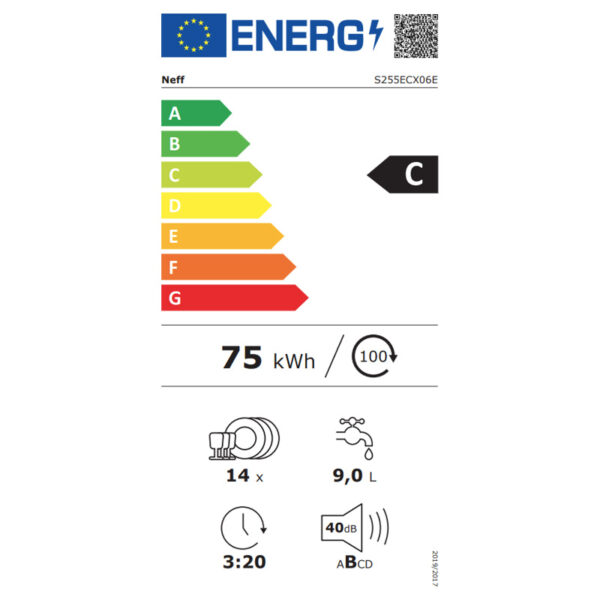 Εντοιχιζόμενο Πλυντήριο Πιάτων Neff S255ECX06E [WiFi/◎14/Υ86.5×Π60cm]
