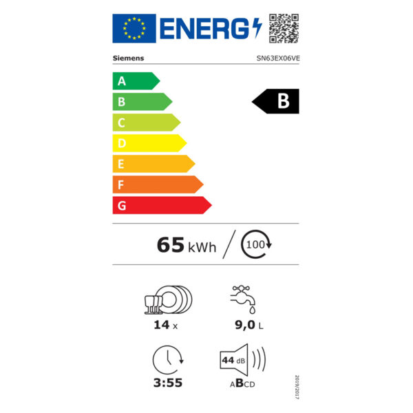 Εντοιχιζόμενο Πλυντήριο Πιάτων Siemens SN63EX06VE [WiFi/◎14/Υ81.5×Π60cm]