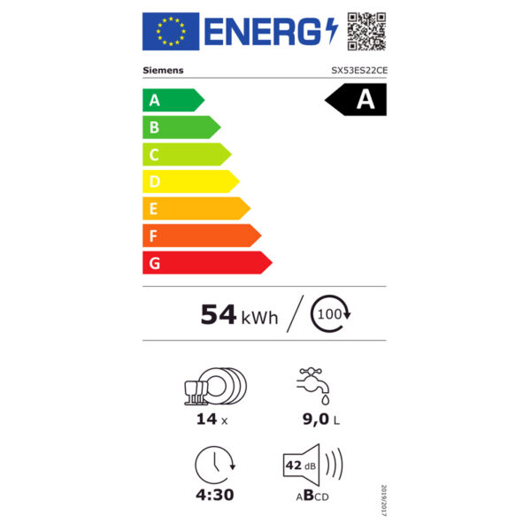 Ημιεντοιχιζόμενο Πλυντήριο Πιάτων Siemens SX53ES22CE Inox/Μαύρο [WiFi/◎14/Υ86.5×Π60cm]