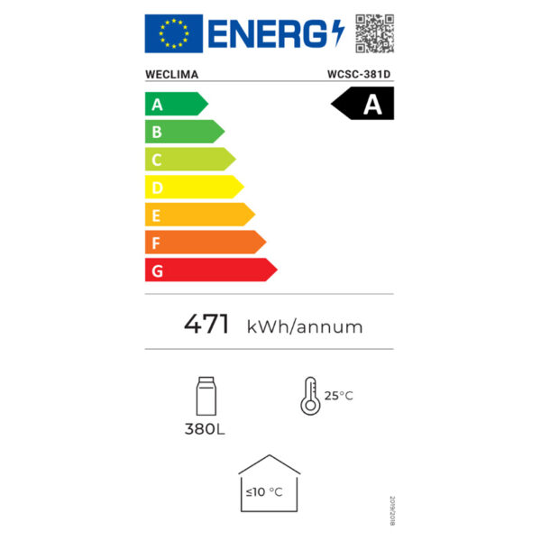Επαγγελματικό Ψυγείο Βιτρίνα WECLIMA WCSC-381D Μαύρο [380L/Υ180×Π60cm]