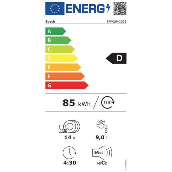 Εντοιχιζόμενο Πλυντήριο Πιάτων Bosch SMV2HVX02E [WiFi/◎14/Υ81.5×Π60cm]