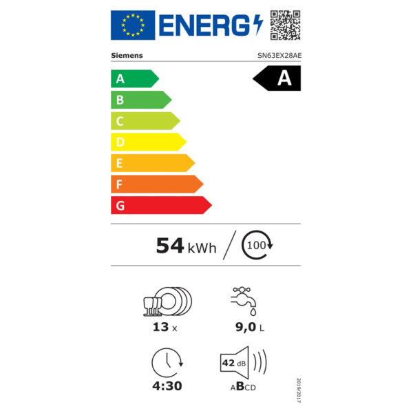 Εντοιχιζόμενο Πλυντήριο Πιάτων Siemens SN63EX28AE [WiFi/◎13/Υ81.5×Π60cm]