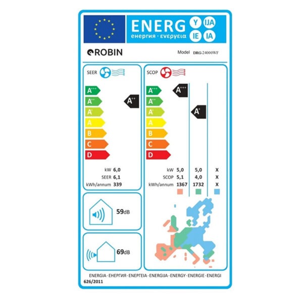 Κλιματιστικό Inverter 24000BTU Robin DRG-24000WF (Wi-Fi Ready)