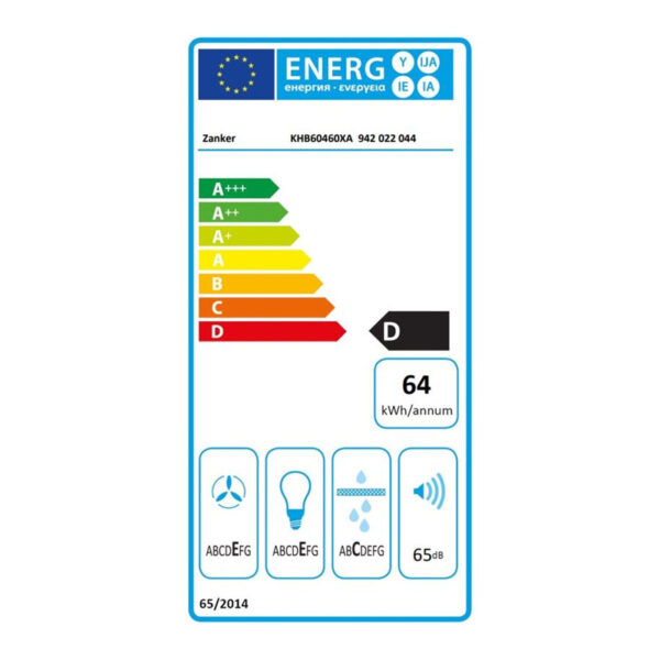 Απορροφητήρας Καμινάδα Zanker KHB60460XA Inox [Π60cm – 400m³/h]