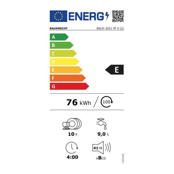 Εντοιχιζόμενο Πλυντήριο Πιάτων Bauknecht BSUO 3O21 PF X Inox [◎10/Υ82×Π45cm]