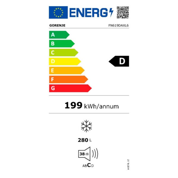 Όρθιος Καταψύκτης Gorenje FN619DAXL6 Inox [NoFrost/273L/Υ185×Π60cm]