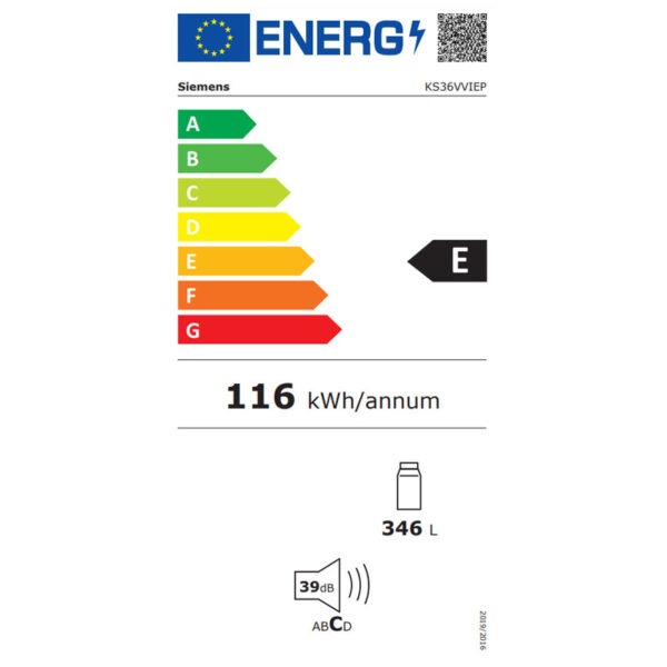 Ψυγείο Μονόπορτο Συντήρησης Siemens KS36VVIEP Inox [346L/Υ186×Π60cm]