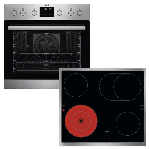 Εντοιχιζόμενο Σετ Φούρνος 72L AEG EPS335061M με Πυρόλυση + Κεραμική Εστία AEG TA64RAS6XB