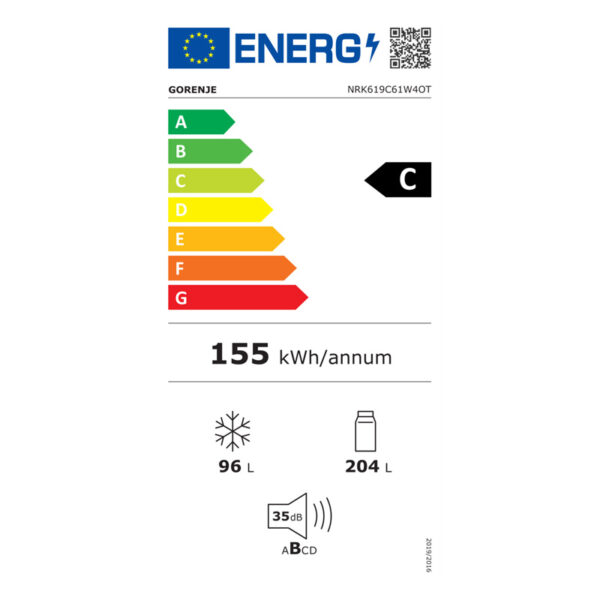Ψυγειοκαταψύκτης Gorenje NRK619C61W4OT Λευκός [NoFrost/300L/Υ185×Π60cm]