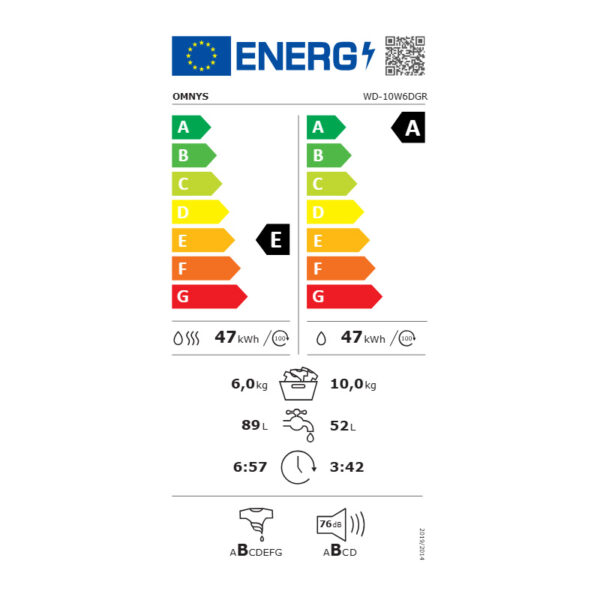 Πλυντήριο - Στεγνωτήριο Omnys WD-10W6DGR [10~6kg/1400rpm]