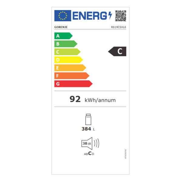 Ψυγείο Μονόπορτο Συντήρησης Gorenje R619CSXL6 Inox [384L/Υ185×Π60cm]