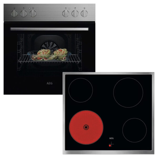 aeg-kombi-1026-ou5ae10cm-ta64ra00xb Εντοιχιζόμενο Σετ Φούρνος 65L με Υδρόλυση + Κεραμική Εστία AEG Kombi 1026 (OU5AE10CM + TA64RA00XB)