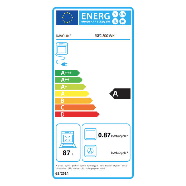Ηλεκτρική Κουζίνα 87L Davoline ESFC 800 WH Λευκή με Εμαγιέ Εστίες