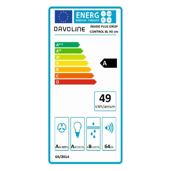 Απορροφητήρας Εντοιχιζόμενος Davoline Inside Plus Drop Control 90 BL Μαύρος [Π90cm – 635m³/h]