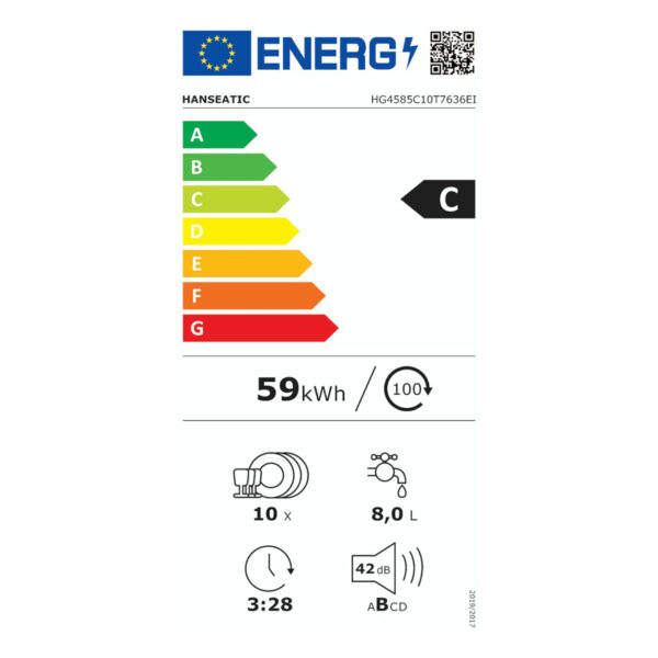 Ελεύθερο Πλυντήριο Πιάτων Hanseatic HG4585C10T7636EI Inox [◎10/Υ84.5×Π45cm]