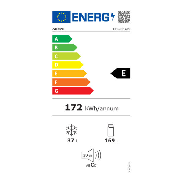 Ψυγείο Δίπορτο Omnys FTS-E5143S Inox [206L/Υ143×Π55cm]
