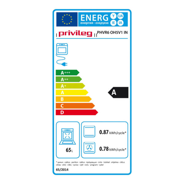Privileg PHVR6 OH5V1 IN Energy Label Εντοιχιζόμενο Σετ Φούρνος 65L με Υδρόλυση + Κεραμική Εστία Privileg SET PV510 IN (PHVR6 OH5V1 IN + PCTHR 6042 NE)