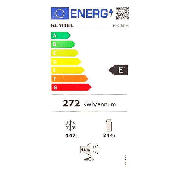 Ψυγείο Ντουλάπα Kumtel HMD-402IN Inox [NoFrost/391L/Υ178×Π70cm]
