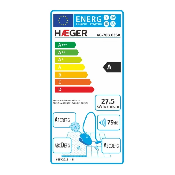 Ηλεκτρική Σκούπα Haeger Eco Matte VC-70B.035A 700W