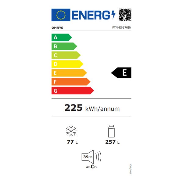 Ψυγείο Δίπορτο Omnys FTN-E6170IN Midnight Inox [NoFrost/334L/Υ170×Π60cm]