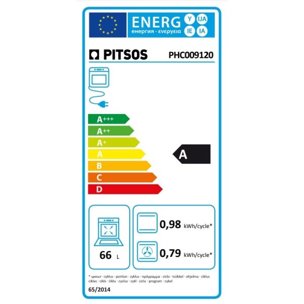 Ηλεκτρική Κουζίνα 66L Pitsos PHC009120 Λευκή με Κεραμικές Εστίες